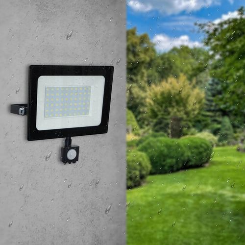 HALOGEN Naświetlacz CZUJNIK ruchu LAMPA LED 50W IP66 Reflektor 6000LM na Arena.pl