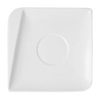 Talerzyk spodek pod filiżankę kwadratowy QUATRE HomeDelux 15 cm biała porcelana