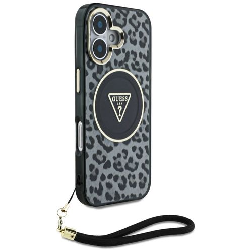 Etui Guess HC IML Leopard Triangle Cord Strap do iPhone 16 MagSafe czarny na Arena.pl