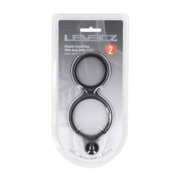 Silicone Double Cockring With Anal Stimulator - Black zdjęcie 2