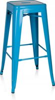 STOŁEK BAROWY METALOWY 77CM INDUSTRIALNY JASNONIEBIESKI