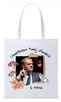 Donald Tusk Platforma Torba Eco Biała Shopper Z Nadrukiem Ze Zdjęciem