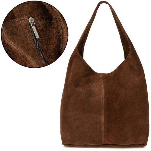 Torebka damska skórzana zamszowa pojemna shopper A4 klasyczna skóra włoska na Arena.pl