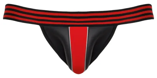svenjoyment jockstrap męski s/m czarno-czerwony neoprenowy design na Arena.pl