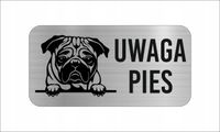 GRAWER Tabliczka nierdzewna laminat 20x10 UWAGA PIES english bulldog