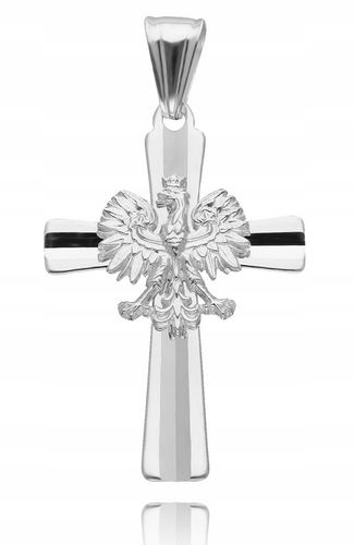 ZAWIESZKA SREBRNY KRZYŻYK PATRIOTYCZNY Z ORŁEM DIAMENTOWANY MĘSKI na Arena.pl