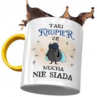 Kubek Żółty Dla Krupiera Taki Że Mucha Nie Siada Z Nadrukiem Ze Zdjęciem