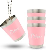 Kieliszki na Szyję Różowe Zestaw 4szt. Stal Nierdzewna 40ml Party