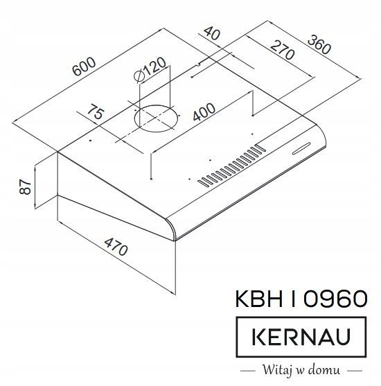 Okap kuchenny podszafkowy KERNAU KBH I 0960 W zdjęcie 3