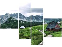 100 70CM OBRAZ 4 ELEM CHATY TATRZAŃSKIE DRUK PŁÓTNO RAMA