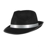 Kapelusz czarny z białym paskiem