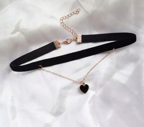 MD czarny choker naszyjnik na szyję | serduszko na Arena.pl
