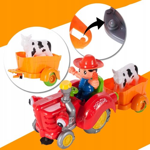 TRAKTOR TRAKTOREK FARMERA Z PRZYCZEPKĄ INTERAKTYWNY JEŹDZI ŚPIEWA KRÓWKA na Arena.pl