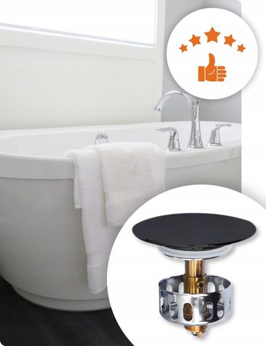 Syfon Wannowy KLIK KLAK Czyszczony od Góry Czarny z Korkiem Szybki Montaż na Arena.pl