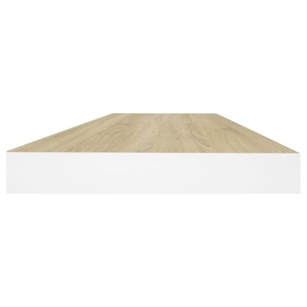 Półki ścienne, 2 szt., dębowo-białe, 60x23,5x3,8 cm, MDF zdjęcie 6