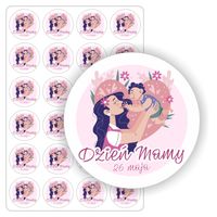 NAKLEJKI 26 maja Matki DZIEŃ MAMY prezent upominek kwiaty 24 szt. 5 cm