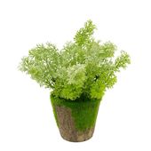 Sztuczna roślina w doniczce z kory i mchu dekoracyjna zielona UC30510