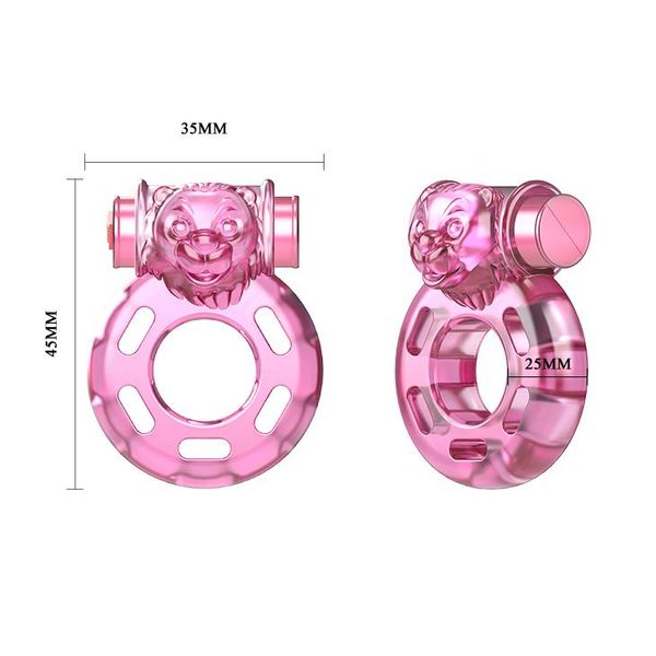 BAILE - Vibrating Cock Ring Bear Pink zdjęcie 4