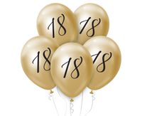 Balony lateksowe 18 urodziny platynowe jasnozłote, 30 cm 5 szt.