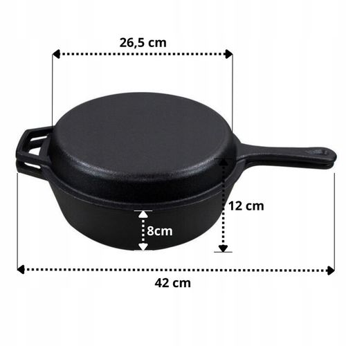 RONDEL ŻELIWNY Z PATELNIĄ 3 w 1 PATELNIA BRYTFANNA GARNEK 26 CM na Arena.pl