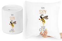 Dla Syna Zestaw Poduszka + Skarbonka Prezent Z Nadrukiem Ze Zdjęciem