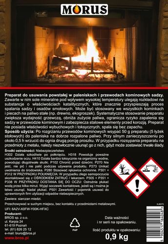 Morus - proszek do usuwania sadzy z kominków i pieców 0,9kg - 3 OPAKOWANIA na Arena.pl