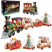 Klocki świąteczny pociąg 4w1 Mikołaj domek choinka prezent Boże Narodzenie
