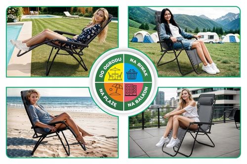 LEŻAK OGRODOWY Z PODNÓŻKIEM OGRODOWY PLAŻOWY AUTOMAT ZERO GRAVITY PÓŁKA na Arena.pl
