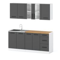 Meble Kuchenne Szare Mat Modułowe Kuchnia Rest 2.0m Pojemna Nowoczesna