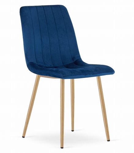 Krzesło LAVA - granat aksamit / nogi kolor drewna x 3 na Arena.pl