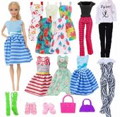Ubranka DLA LALKI Sukienki Buty Torebki Leginsy BLUZKA DRES DZIEŃ DZIECKA