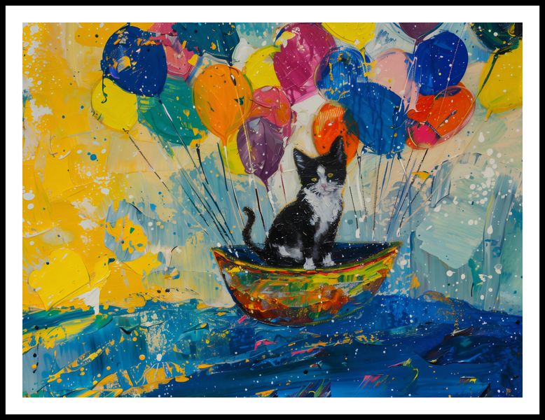 Plakat 100x75cm Kot na Łodzi zdjęcie 3