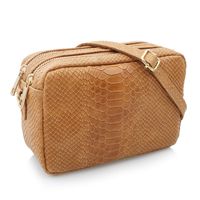 VERA PELLE torebka skórzana kroko listonoszka z paskiem V401 camel