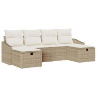 Zestaw Sof na Ogród 6 pcs Beżowy 55 x 62 x 69 cm Polirattan