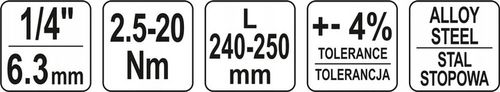 YATO KLUCZ DYNAMOMETRYCZNY 1/4 2.5-20Nm Z BLOKADĄ na Arena.pl