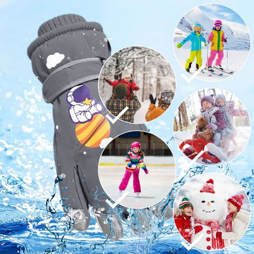 Rękawice Ciepłe Narciarskie Dla Dzieci Grube Zimowe Rękawiczki Kosmos Szare na Arena.pl