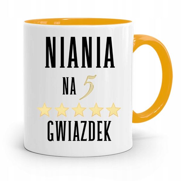 Dla Niani Opiekunki Kubek Żółty Na Prezent Z Nadrukiem Ze Zdjęciem zdjęcie 1