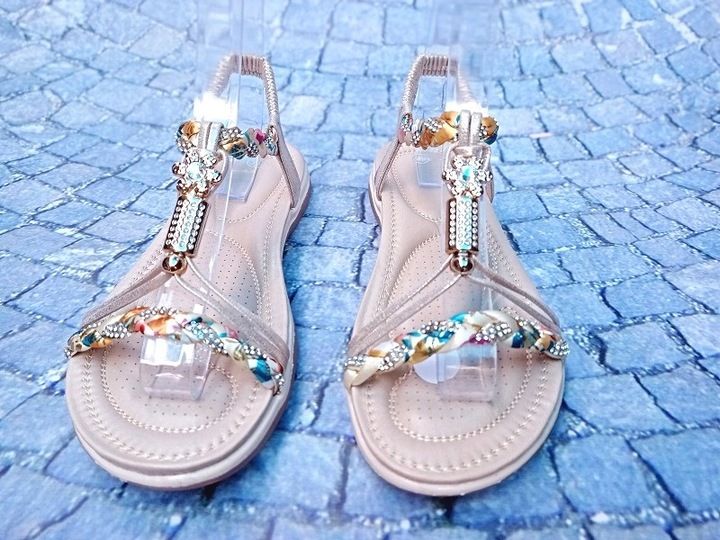 PIĘKNE SANDAŁKI z GUMKĄ Gold r.38 zdjęcie 4