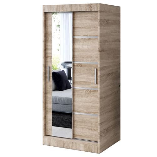 Szafa Przesuwna 90 cm RALF Antracyt / Artisan Garderoba Listwy 2 Wnętrza na Arena.pl