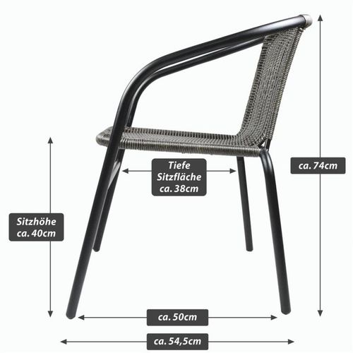 Krzesło ogrodowe bistro, sztaplowane, ciemnoszare na Arena.pl