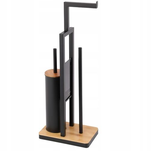 Stojak na papier toaletowy i szczotkę do WC czarny bambus ze szczotką do wc na Arena.pl