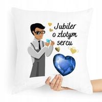 Prezent Poduszka Dla Jubilera O Złotym Sercu Z Nadrukiem Ze Zdjęciem Z Nadr