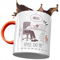 Kubek Pomarańczowy Śmieszny Byle Do 16:00 Z Nadrukiem Ze Zdjęciem