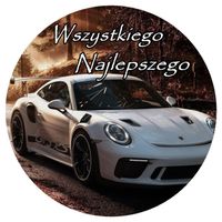 Opłatek na tort Urodziny Porsche Samochód Auto Logo Fura Bryka 18 30 40 50