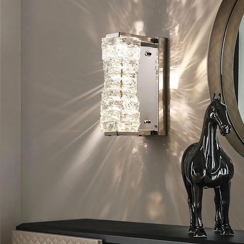 Lampa ścienna LED Sxtiger nowoczesna kryształowa regulowana srebrna na Arena.pl