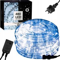 WĄŻ ŚWIETLNY ZEWNĘTRZNY 480 LED LAMPKI CHOINKOWE IP44 20m PROGRAMATOR BIAŁE