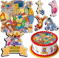 ZESTAW OPŁATEK NA TORT 20CM + 17 POSTACI - KUBUŚ PUCHATEK + IMIĘ 15CM 18CM