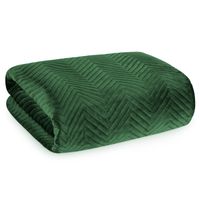 Narzuta welwetowa pikowana w jodełkę SOFIA I 230x260 ciemnozielona