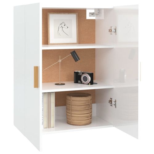 Szafka wisząca, biała o wysokim połysku, 69,5x34x90 cm na Arena.pl