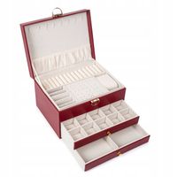 SZKATUŁKA NA BIŻUTERIĘ KUFEREK ORGANIZER ELEGANCKI NA KLUCZYK BORDO